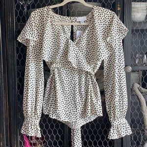 Cream heart printed blouse